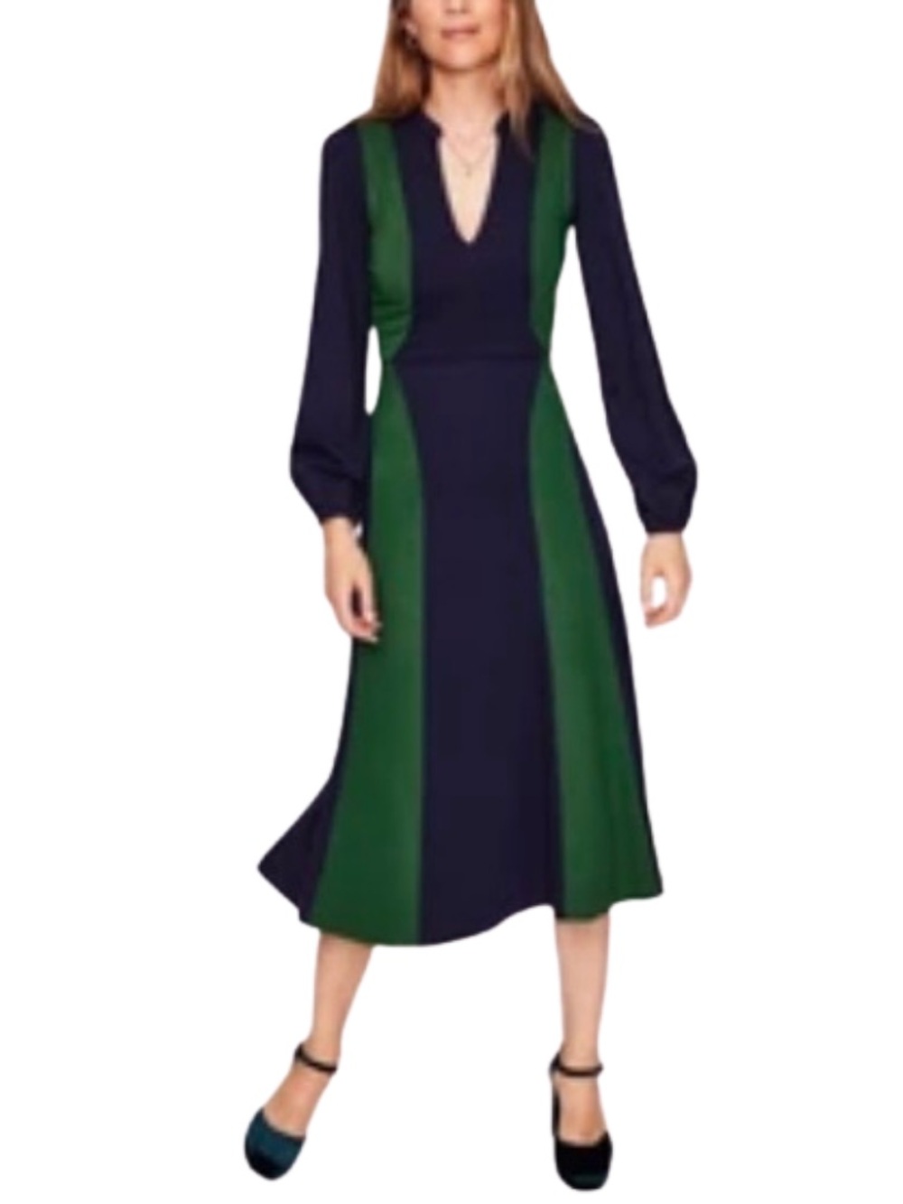 Boden Color Block Ponte Maxi Dress Blue & Green- Size 8 - Like New!
